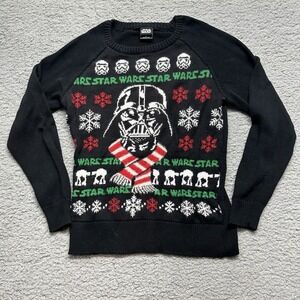 Star Wars Womens Size Small Black Crewneck Ugly Christmas Sweater Holiday Shirt